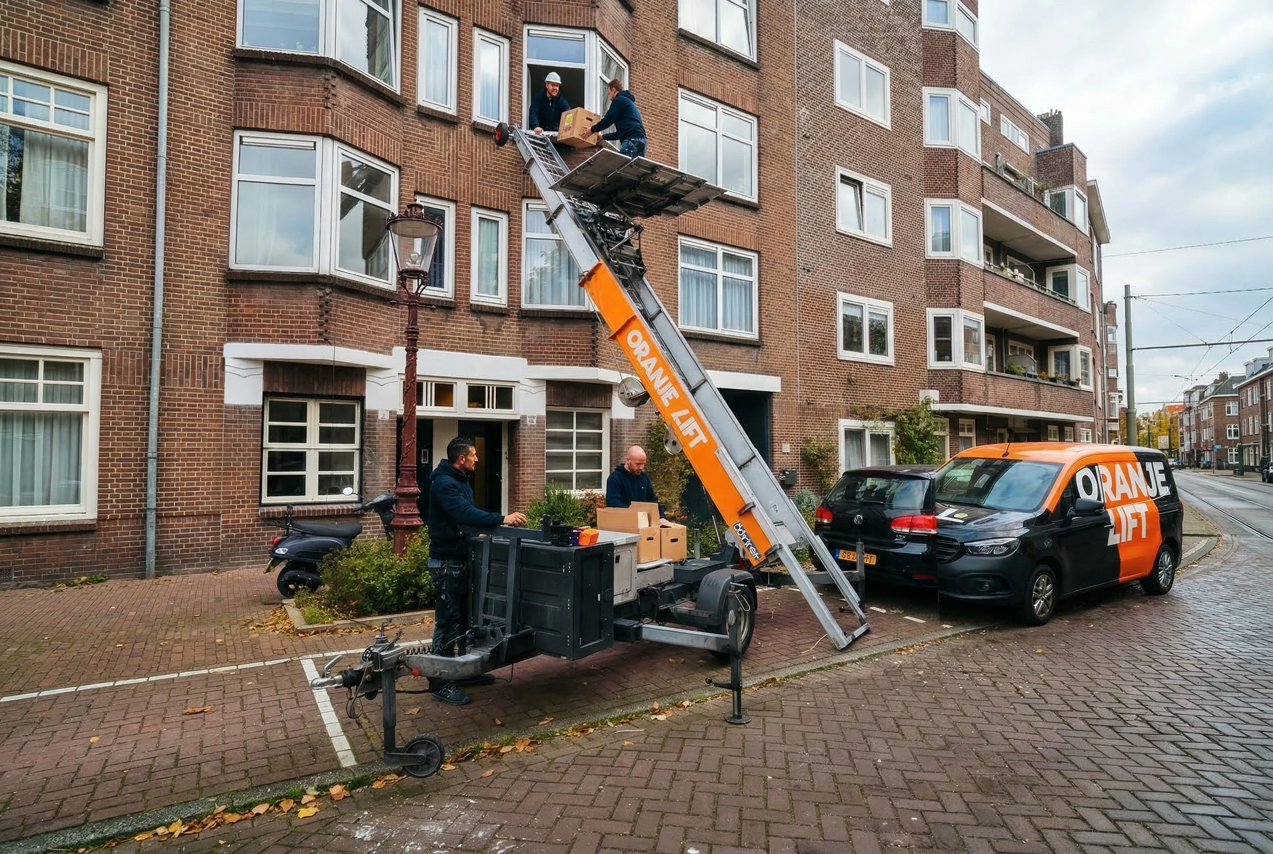 Verhuislift in actie bij woning in Rijswijk